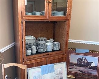 Another functional & beautiful china cabinet. Glass for pretty display, closed cabinet for storage & pull-out tray for function!