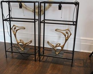 Pair Frederick Weinberg bronze figural dancer lamps