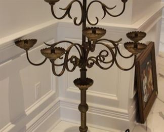 Pair large gilt iron candelabra