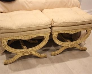 Pair X base benches with upholstered seats