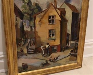 David Syrop oil painting "Neighborhood Conversation"