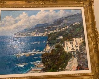Italian coastal scene oil painting