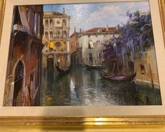 Venetian canal scene oil painting
