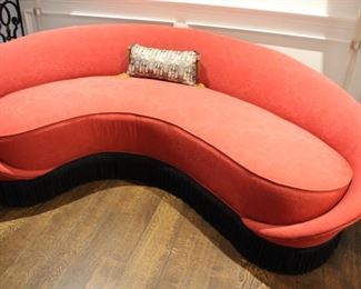Vintage Italian curved red sofa attributed to Ico Parisi