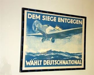 Original German Election Poster ca. 1920 with Airplane