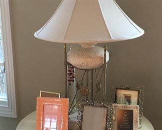 Side Table, Lamps and Frames