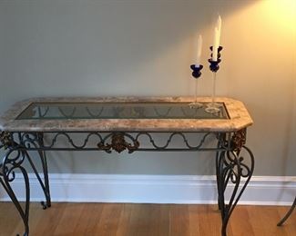 Console Table, Iron and Stone