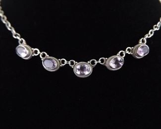 .925 Sterling Silver Faceted Amethyst Necklace
