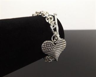 .925 Sterling Silver Heavy Chain 9/11 America Charm Bracelet
