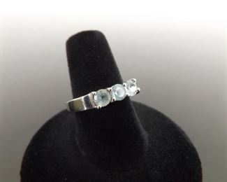 .925 Sterling Silver Faceted Topaz Ring Size 7
