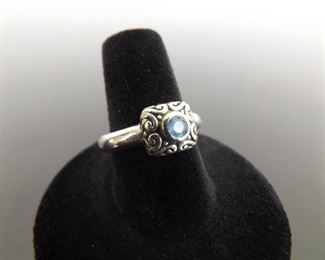 .925 Sterling Silver Faceted Topaz Ring Size 7.75
