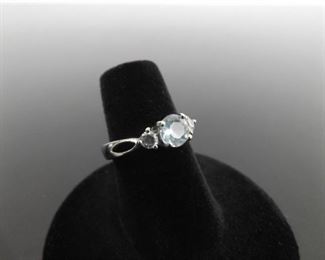 .925 Sterling Silver Topaz Crystal Ring Size 5.5

