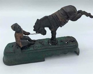 Antique Cast Iron "Always Did Spise a Mule" Bank https://ctbids.com/#!/description/share/321790