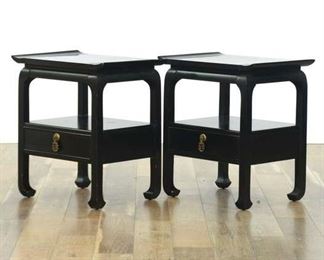 Pair Kent Coffey Ebony Finish Amerasia Nightstands