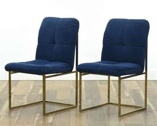 Pair Of Milo Baughman Navy Vintage Dining Chairs