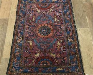Hand Tied Orange Maroon & Blue Persian Area Rug