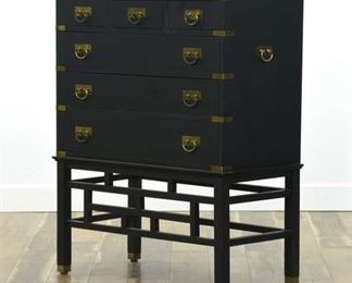 Permacraft Black Asian Campaign Tall Dresser Chest