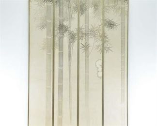 Set Of 4 Thackeray Gallery Tall Asian Bamboo Panels