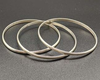 Set Of 3 Sterling Silver Bangle Bracelets