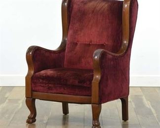 Edwardian Maroon Wingback Armchair
