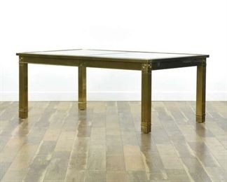 Mastercraft 1970'S Brass Dining Table W Beveled Glass