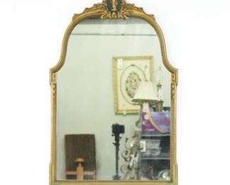Large Empire Revival Gilt Frame Mirror W Figural Crest