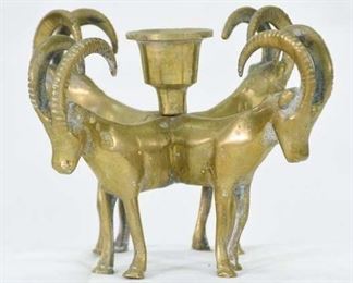 Hollywood Regency Brass Ram Candlestick
