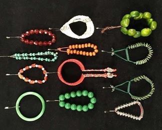 Set Of 12 Mix Lot Costume Jewelry Green Red Boho Beads