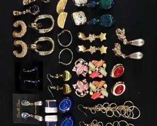 17 Pairs Mix Lot Costume Jewelry Earrings