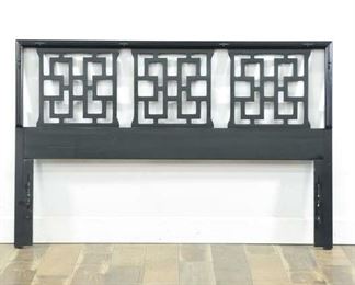 Mid Century Asian Openwork Design Headboard, Queen