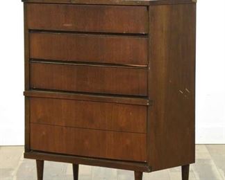 Bassett Mid Century Modern Walnut Tall Dresser
