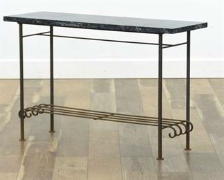 Art Deco Console Iron Frame Table W Stone Top