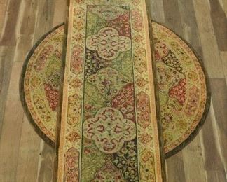 Pair Persian Pattern Runner & Round Area Rugs