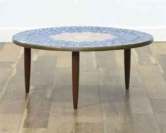 Handcrafted Floral Mosaic Top Coffee Table