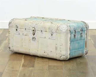 White Washed Rustic Steamer Trunk