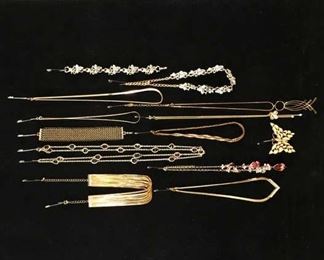 Set Of 13 Mix Lot Gold Plate Costume Jewelry