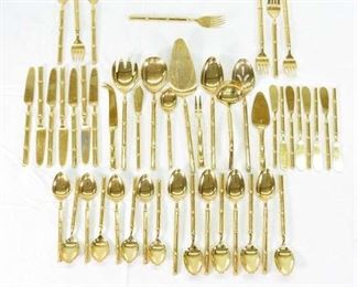 Set Of 49 Hollywood Regency Gilt Flatware