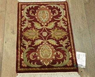 3'X2' Maroon New Zealand Wool Area Rug