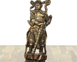 Hand Carved And Gilded W/ Gold Leaf Asian Statue
