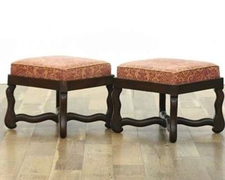 Pair Of Stretcher Frame Gothic Revival Ottomans