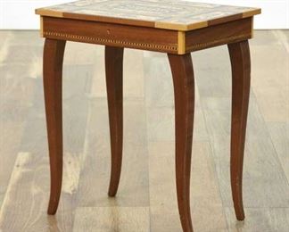 Marquetry Style End Table W Storage