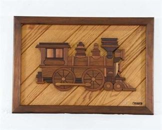 Carved Wood Train Engine By "Criner"