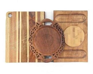Lot Of 3 Mix Lot Carved Charcuterie/Cutting Boards