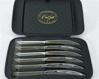 Set Of 6 Carvel Hall Stainless Steel Knife Set W Case