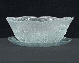 Pair Frosted Floral Salad Bowl & Platter