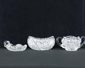 Set Of 3 Mix Lot Pressed Glass Bowls