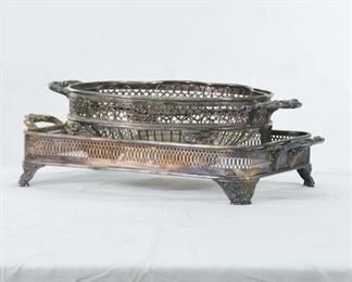 Set Of 3 Mix Lot Silverplate Baskets & Stands