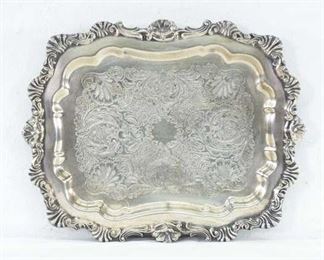 Vintage Etched Silverplate Serving Tray