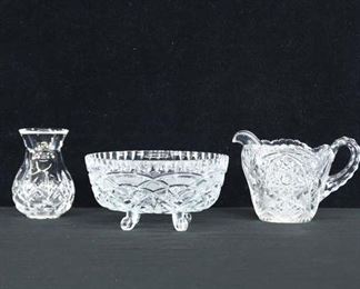 Set Of 3 Mix Lot Pressed Glass Dishware