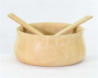 Mix Lot Carved Salad Bowl Utensils & Napkin Rings